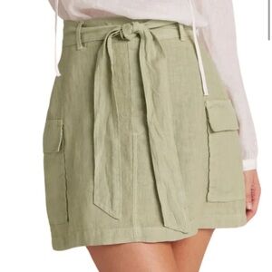 NWT Bella Dahl Belted Cargo Linen Mini Skirt 100% linen Sz large pale palm